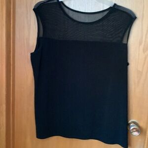 Sleeveless Laura Plus top - black with mesh on top